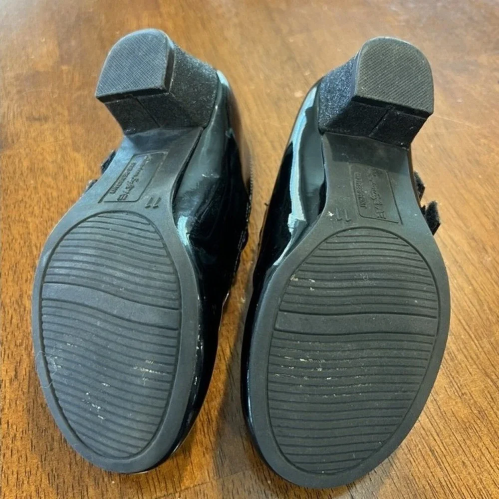 American Eagle Kids Black Patent Mary Jane Glitter‎ Block Heel Shoes Toddler 11